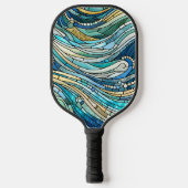 Sea of Waves Teal Mosaic Fine Art Pickleball Paddle (Voorkant)
