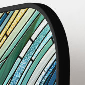 Sea of Waves Teal Mosaic Fine Art Pickleball Paddle (Links Detail)