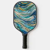 Sea of Waves Teal Mosaic Fine Art Pickleball Paddle (Achterkant)
