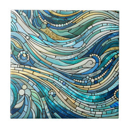 Sea of Waves Teal Mosaic Fine Art Tegeltje