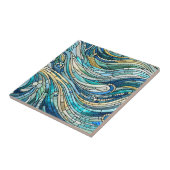 Sea of Waves Teal Mosaic Fine Art Tegeltje (Zijkant)