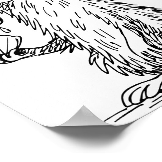 Sea Otter Abstract Art Rtrait Drawing Whimsical Fu Poster (Hoek)