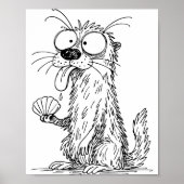 Sea Otter Abstract Art Rtrait Drawing Whimsical Fu Poster (Voorkant)