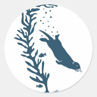 sea otter kelp forest california marine ocean ronde sticker