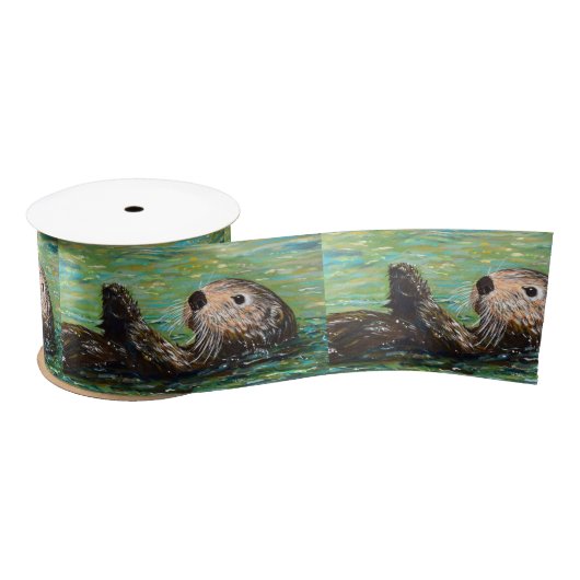 Sea Otter Painting Satijnen Lint (Spoel)