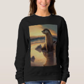 Sea Otter  Retro Sunset Cute Otter  3 Trui (Voorkant)