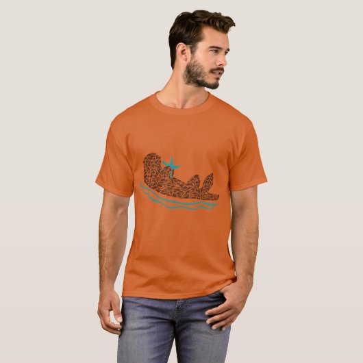 Sea Otter Silhouette Art made from Ocean Creatures T-shirt (Voorkant volledig)