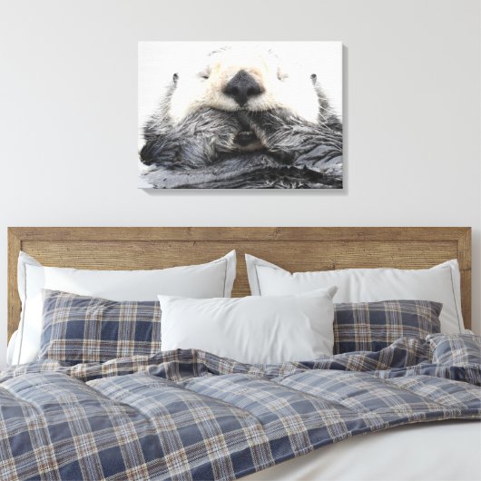 Sea Otter Sleeping Canvas Afdruk (Insitu (Slaapkamer))