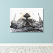 Sea Otter Sleeping Canvas Afdruk (Insitu (Houten vloer))