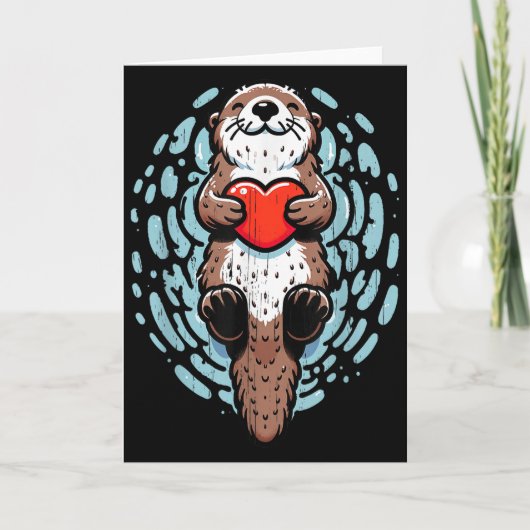 Sea Otter Valentines Heart Lover Funny Boys Men Gi Kaart (Voorkant)