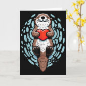Sea Otter Valentines Heart Lover Funny Boys Men Gi Kaart (Gele Bloem)