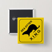Sea Otter Xing Vierkante Button 5,1 Cm (Voorkant /achterkant)