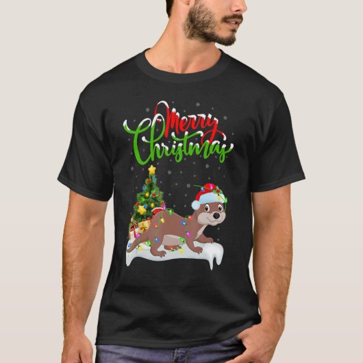 Sea Otter   Xmas Decorations Santa Sea Otter Chris T-shirt (Voorkant)