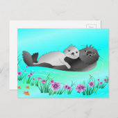 Sea Otters Cute Briefkaart (Voorkant / Achterkant)