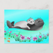 Sea Otters Cute Briefkaart (Voorkant)