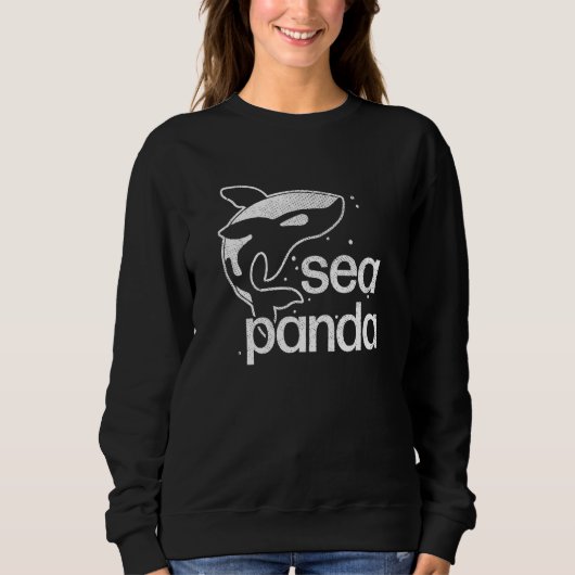 Sea Panda Saying Ocean Beach Cute Orca Whale Dolp Trui (Voorkant)