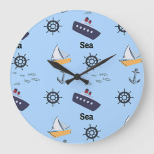 Sea pattern on blue grote klok