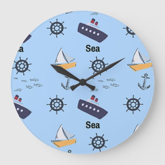 Sea pattern on blue grote klok (Voorkant)
