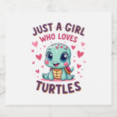 Sea Reptile Turtle Lovers Just A Girl Who Loves Tu Sparkling Wijnetiket (Enkel label)