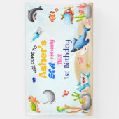 SEA-riously Fun Ocean Protector Bday Party Decor  Spandoek (Verticaal)