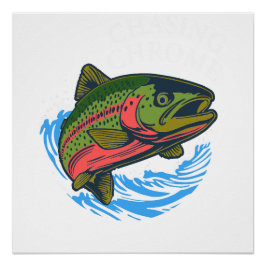 Sea Run Cutthroat Chasing Chrome Trout Perfect Poster