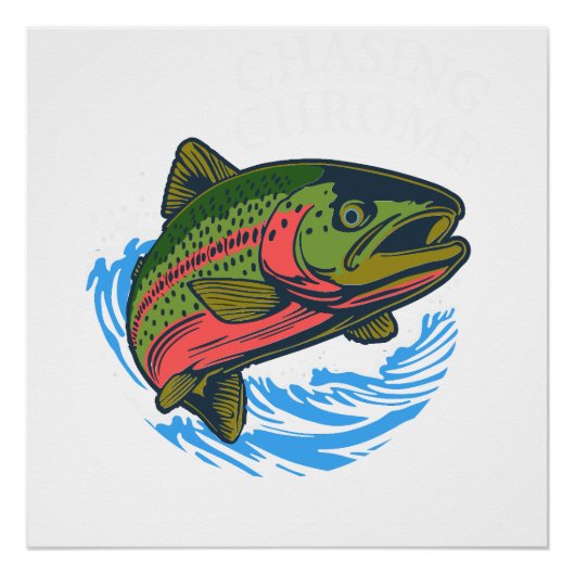 Sea Run Cutthroat Chasing Chrome Trout Perfect Poster (Voorkant)