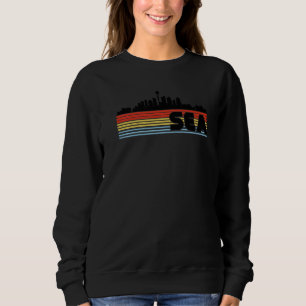 SEA Seattle Retro Regenboog Gestreepte Stad Trui