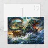 Sea Serpent Attacking Ship in Storm Fantasy Painti Briefkaart (Voorkant / Achterkant)