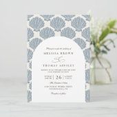 Sea Shell Beach Elegant Modern QR Code Wedding Kaart (Staand voorkant)