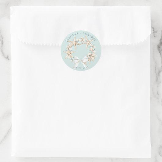 Sea Shell | Beach Wedding Ronde Sticker (Tas)