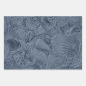 Sea Shell Coastal Beach Dusty Blue Decoupage Inpakpapier Vel (Voorkant 3)