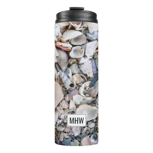 Sea Shells aangepaste monogram tumbler Thermosbeker (Voorkant)