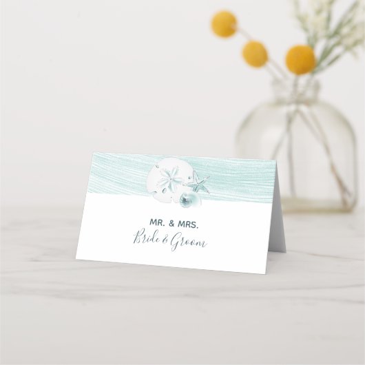 Sea Shells Beach Bruiloft Plaatskaartje (Achterkant)