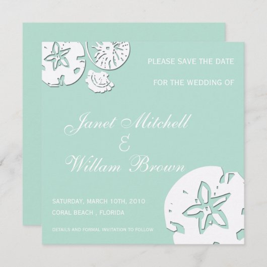 Sea Shells - bewaar de datumkaarten Save The Date (Voorkant / Achterkant)