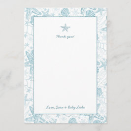 Sea Shells Boy Baby shower bedankt je notities