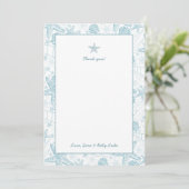 Sea Shells Boy Baby shower bedankt je notities (Staand voorkant)