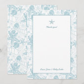 Sea Shells Boy Baby shower bedankt je notities (Voorkant / Achterkant)