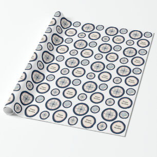 Sea Shells en Compass Verjaardag Cadeaupapier