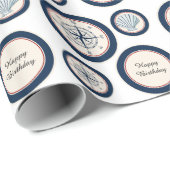 Sea Shells en Compass Verjaardag Cadeaupapier (Rol Hoek)