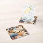 Sea Shells en Driftwood op het strand zand Kartonnen Onderzetters (Insitu)