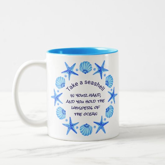 Sea Shells en het Starfish Beach thema Tweekleurige Koffiemok (Links)