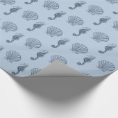 Sea Shells en Zee Horses Verjaardag Cadeaupapier (Hoek)
