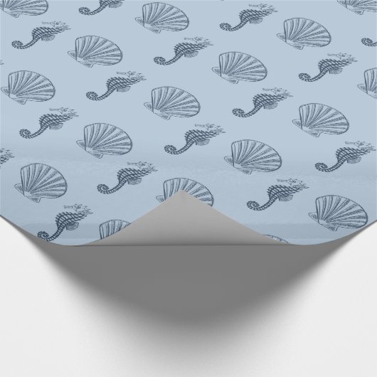 Sea Shells en Zee Horses Verjaardag Cadeaupapier (Hoek)