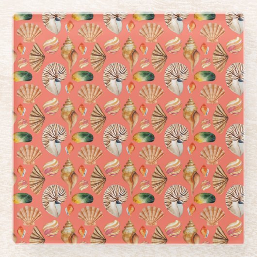 SEA SHELLS GLAZEN ONDERZETTER (Voorkant)