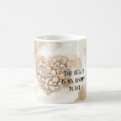 Sea Shells Heart Beach Happy Place Koffiemok (Center)