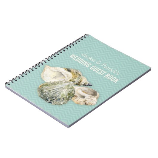 Sea shells kunst & chervon aqua gastenboek notitie notitieboek (Linkerzijde)