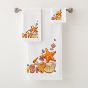 ""Sea Shells "" Original Bath Towel Set Bad Handdoek