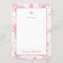 Sea Shells Roze Baby shower dank u uw opmerkingen Bedankkaart