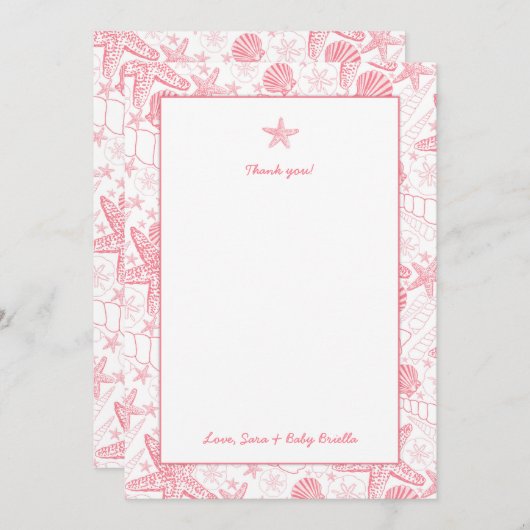 Sea Shells Roze Baby shower dank u uw opmerkingen Bedankkaart (Voorkant / Achterkant)