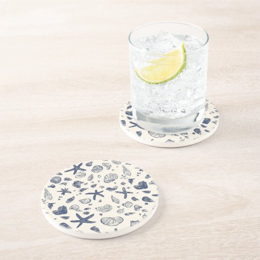 Sea Shells & Starfish Sandstone Onderzetter - Kust (Zijkant)